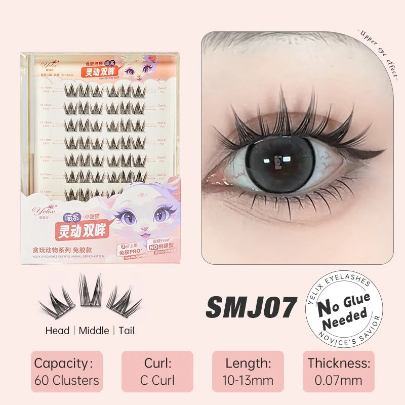YELIX Lashes Pre-Glued Cluster Lashes No Glue