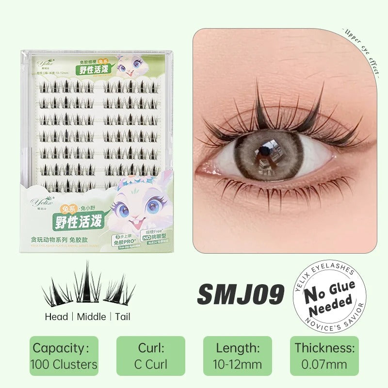 YELIX Lashes Pre-Glued Cluster Lashes No Glue
