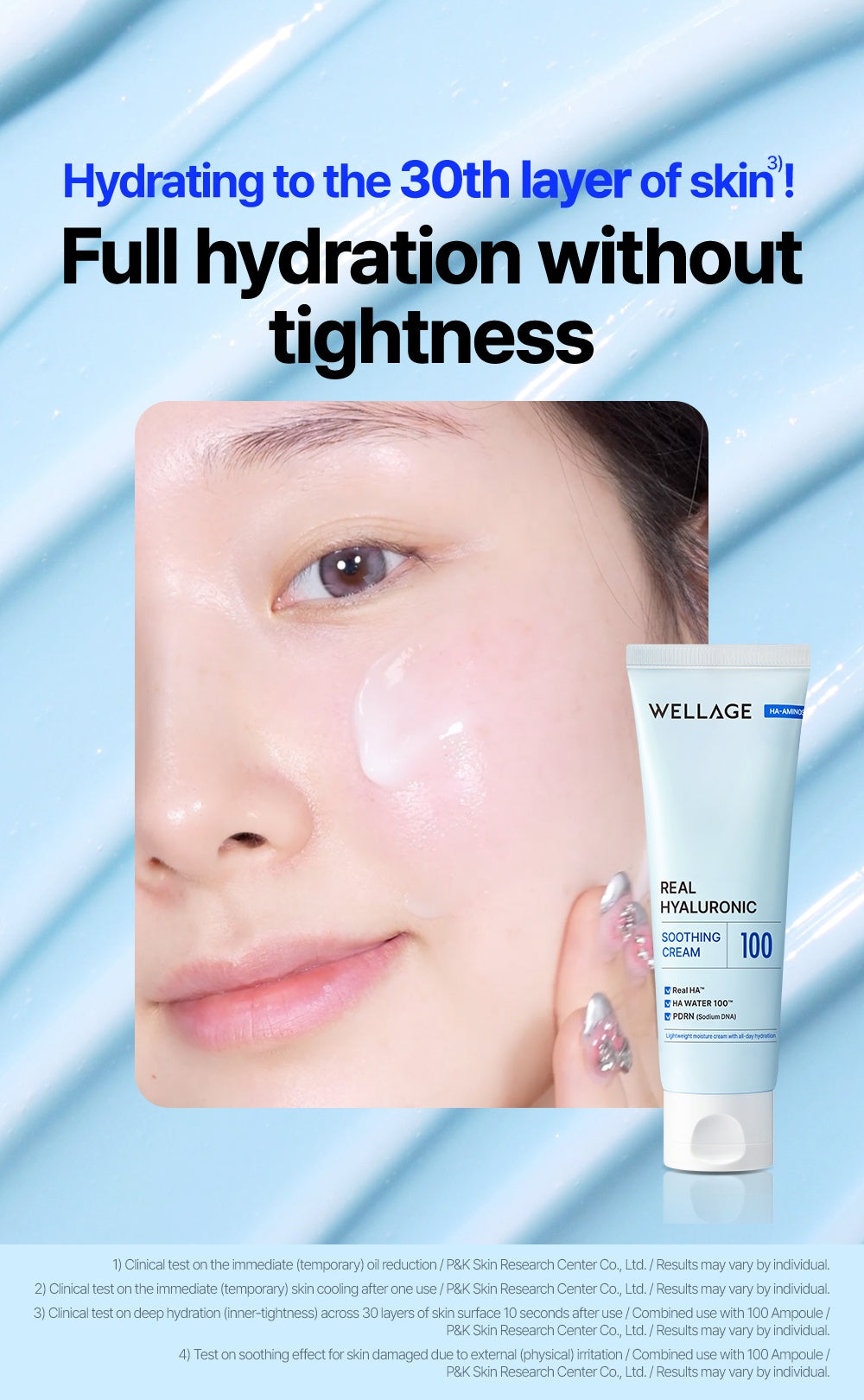 WELLAGE Real Hyaluronic Soothing 100 Cream hydration demonstration official information