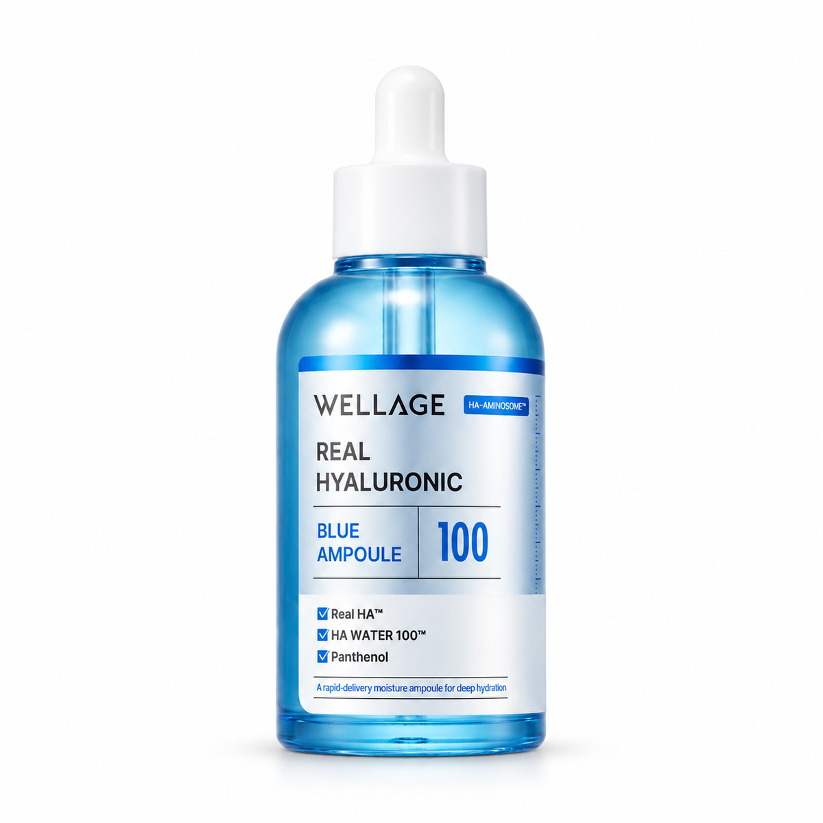 WELLAGE Real Hyaluronic Blue 100 Ampoule 60mL on white background