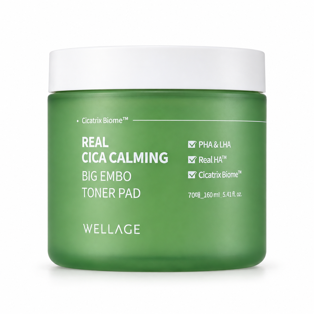 WELLAGE Real Cica Calming Big Embo Toner Pad 70 Pads on white background