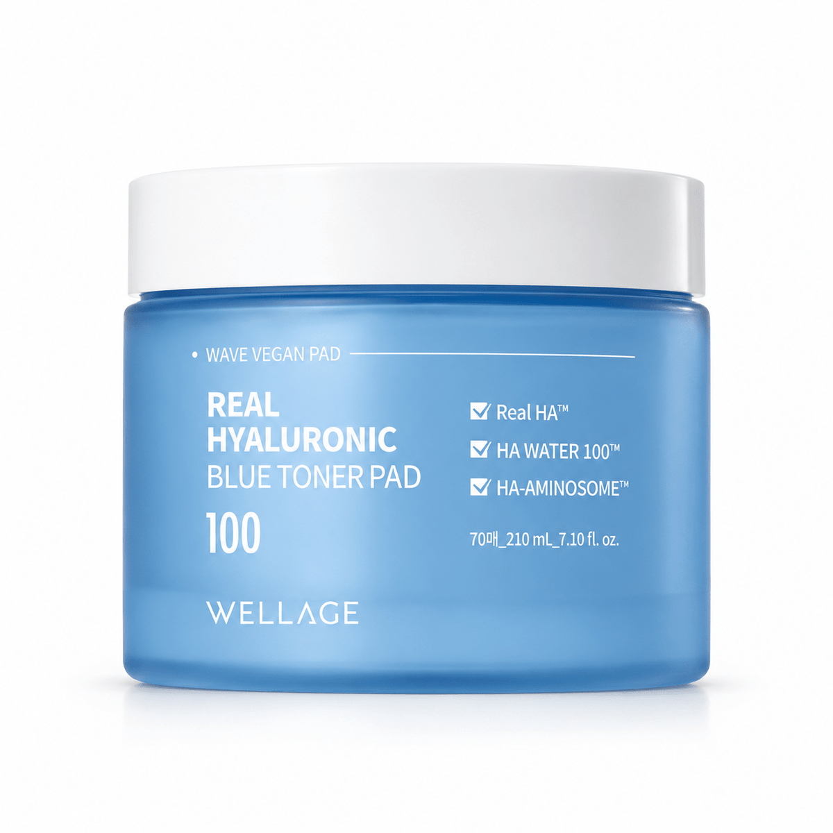WELLAGE Real Hyaluronic Blue Toner Pad 100 70 Pads on white background