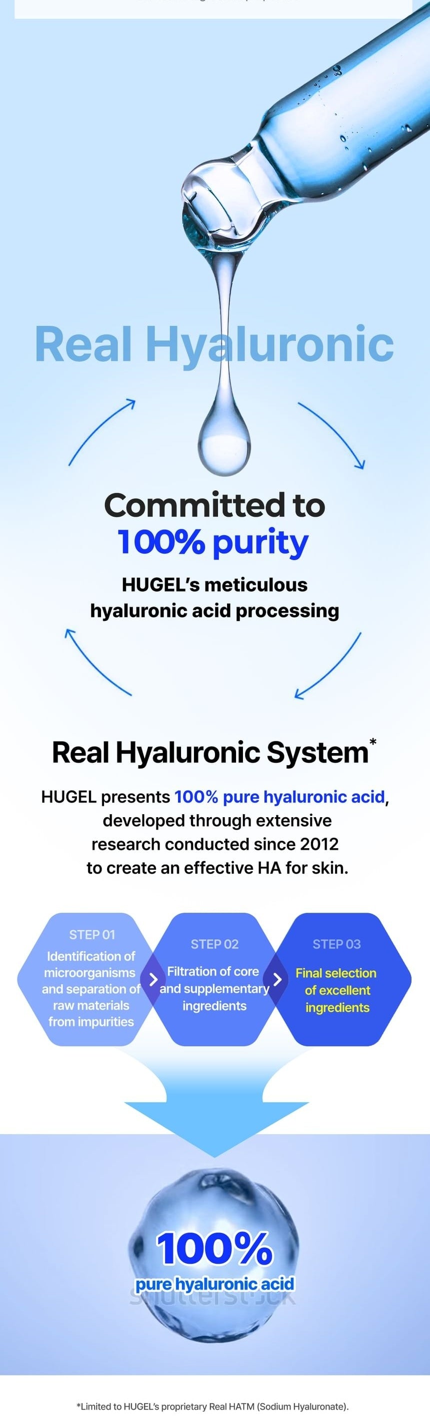 WELLAGE Real Hyaluronic Blue 100 Ampoule 60 mL: Hyaluronic acid purity process and ingredient qualifier