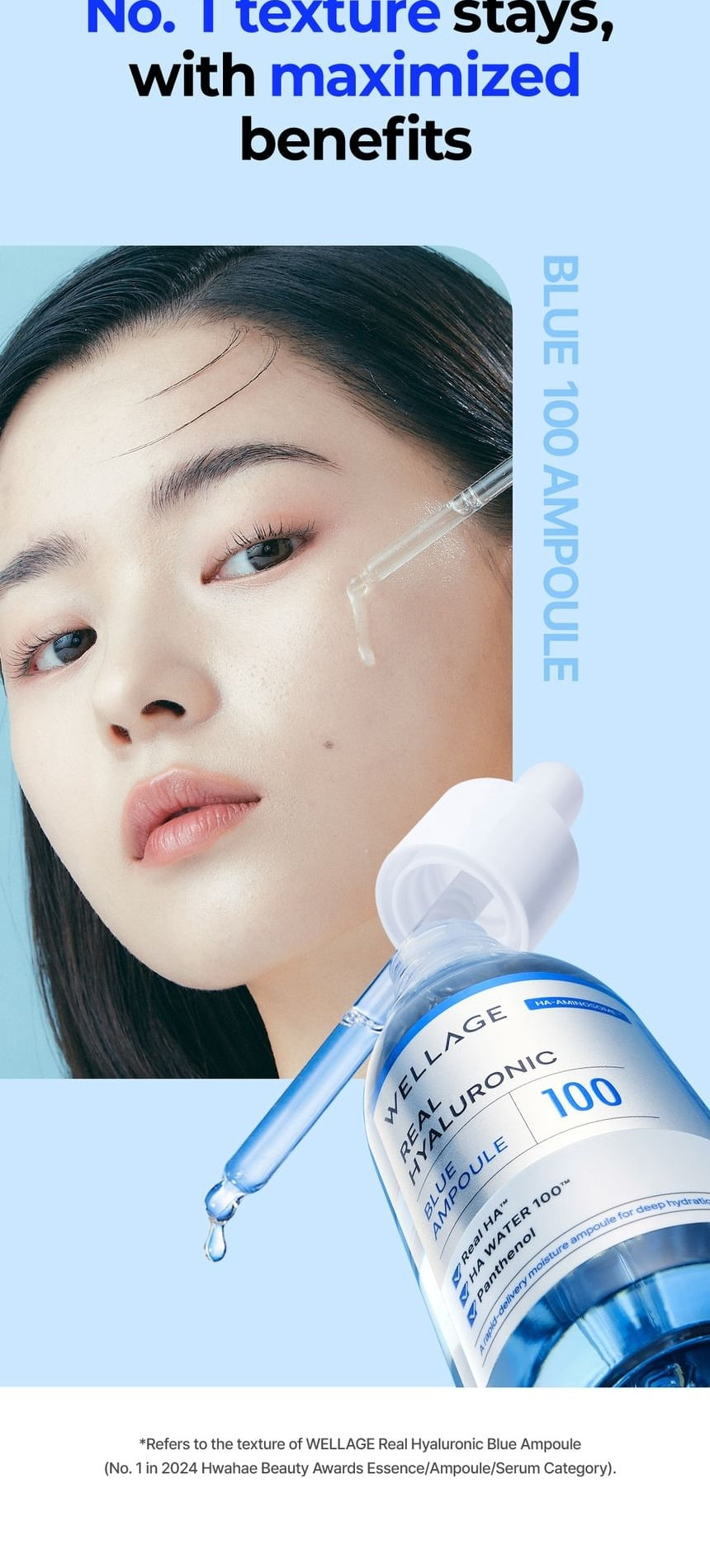 WELLAGE Real Hyaluronic Blue 100 Ampoule 60 mL: Watery texture and award qualifier