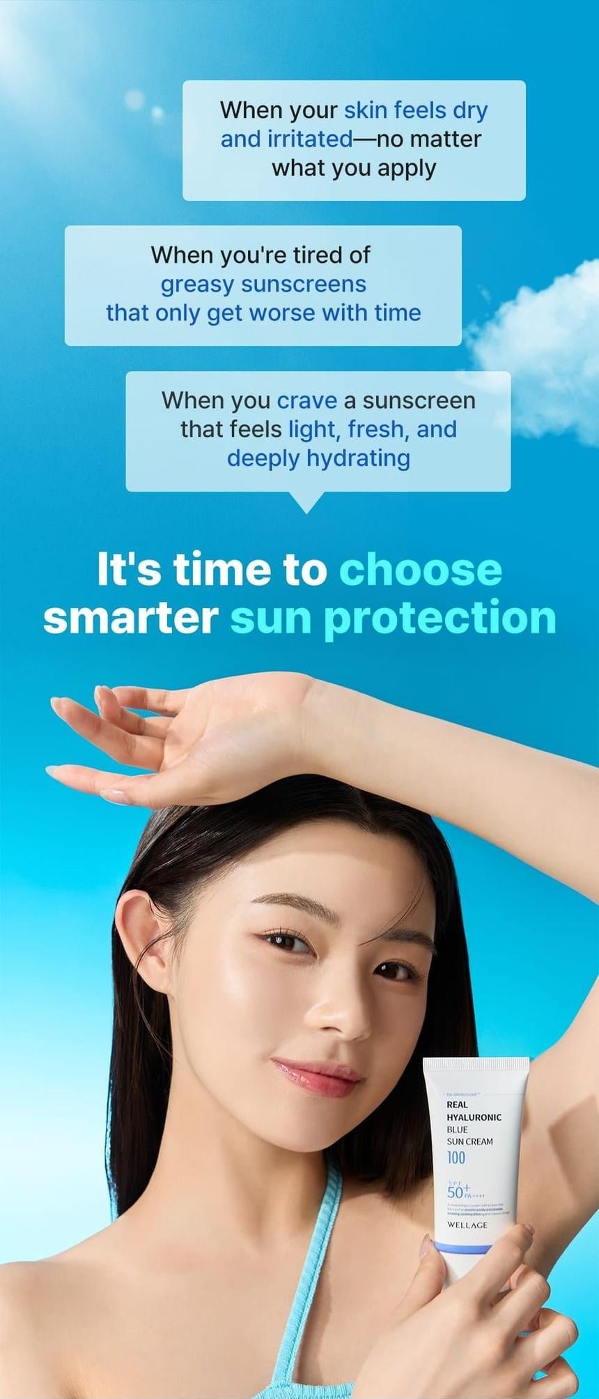 WELLAGE Real Hyaluronic Blue Sun Cream: Skin needs overview
