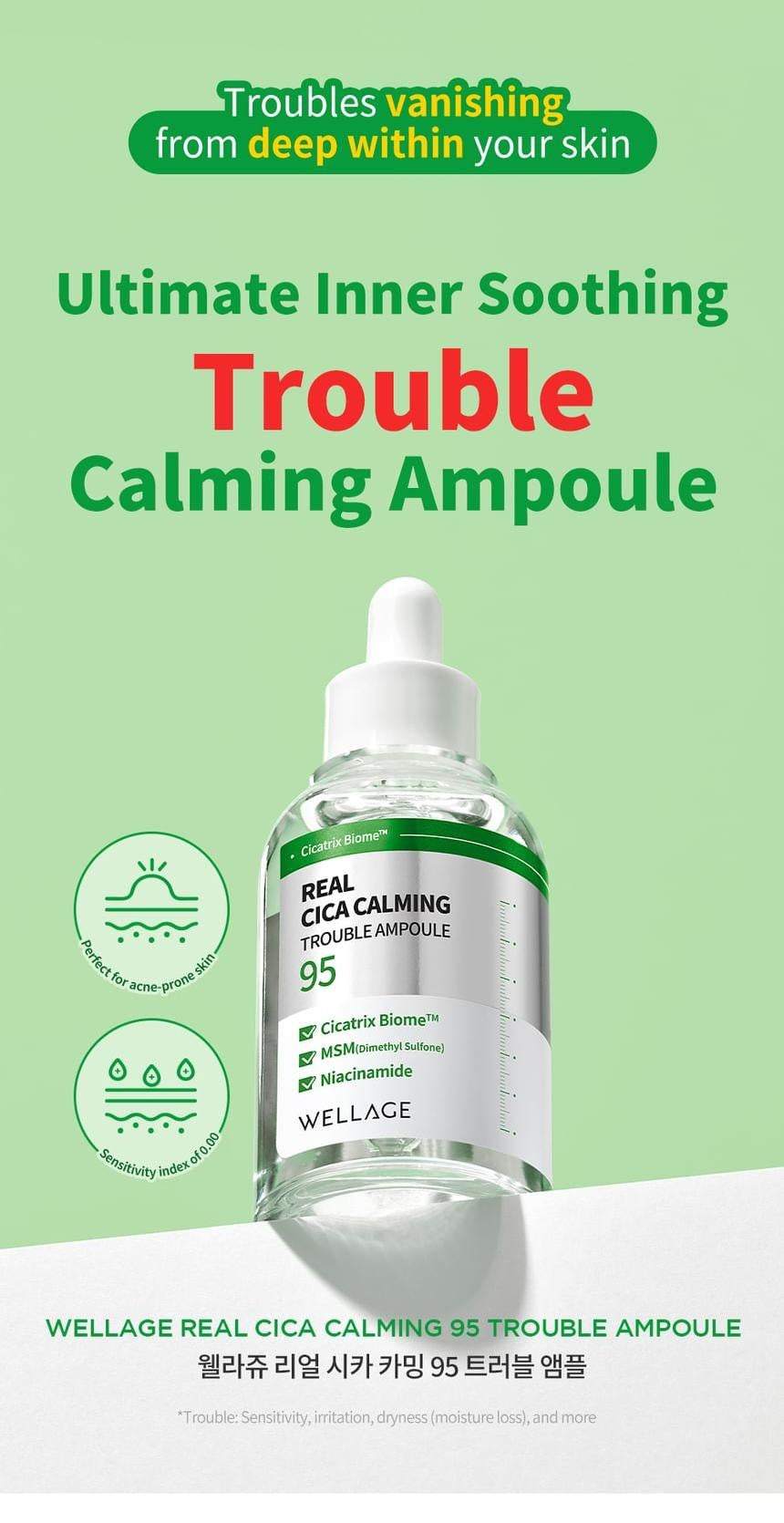 WELLAGE Real Cica Calming 95 Trouble Ampoule: Product overview