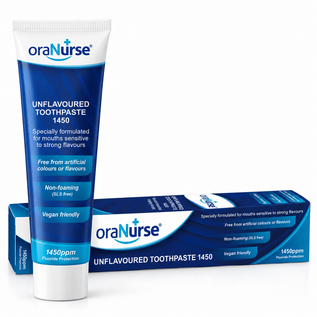 OraNurse Unflavoured Toothpaste 1450 tube and box