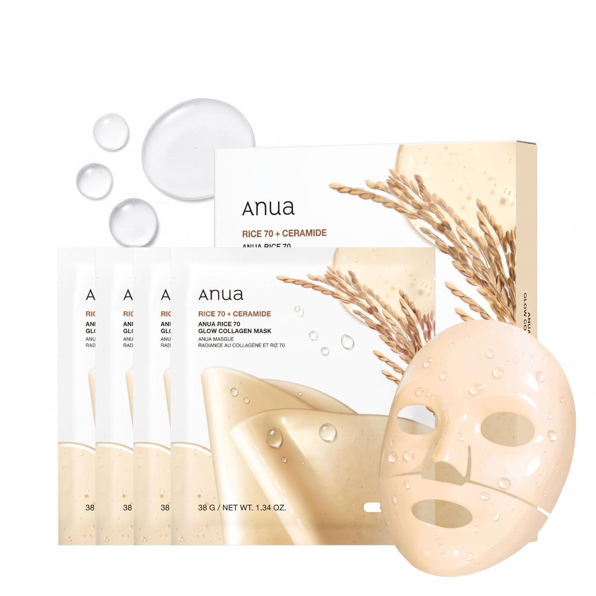 Anua Rice 70 Glow Collagen Mask, 4 Sheets - AHVTE