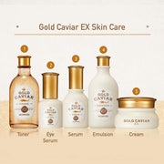 SKINFOOD Gold Caviar EX skincare routine order with eye serum after toner - English Amazon panel