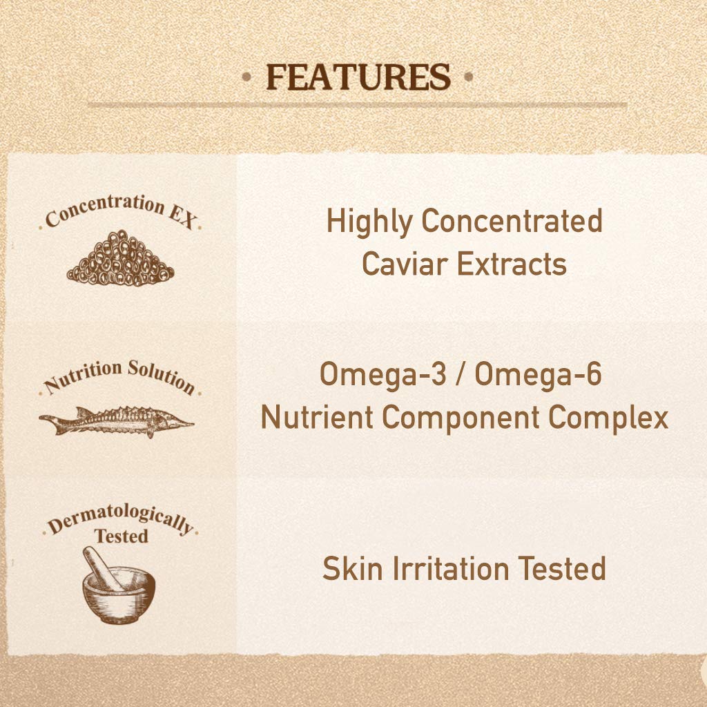 SKINFOOD Gold Caviar EX Lifting Eye Serum 32mL features - English Amazon panel