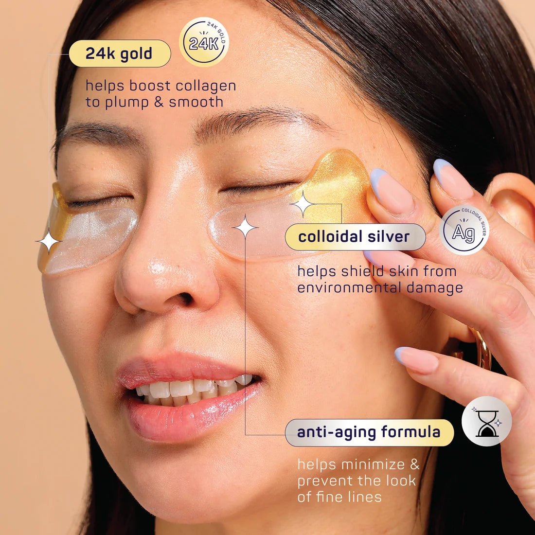 SpaLife 24K Gold Anti-Aging Hydrogel Under Eye Patches, 8 Pairs - AHVTE