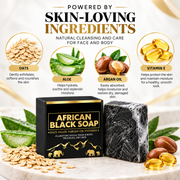African Black Soap Bar for Face & Body