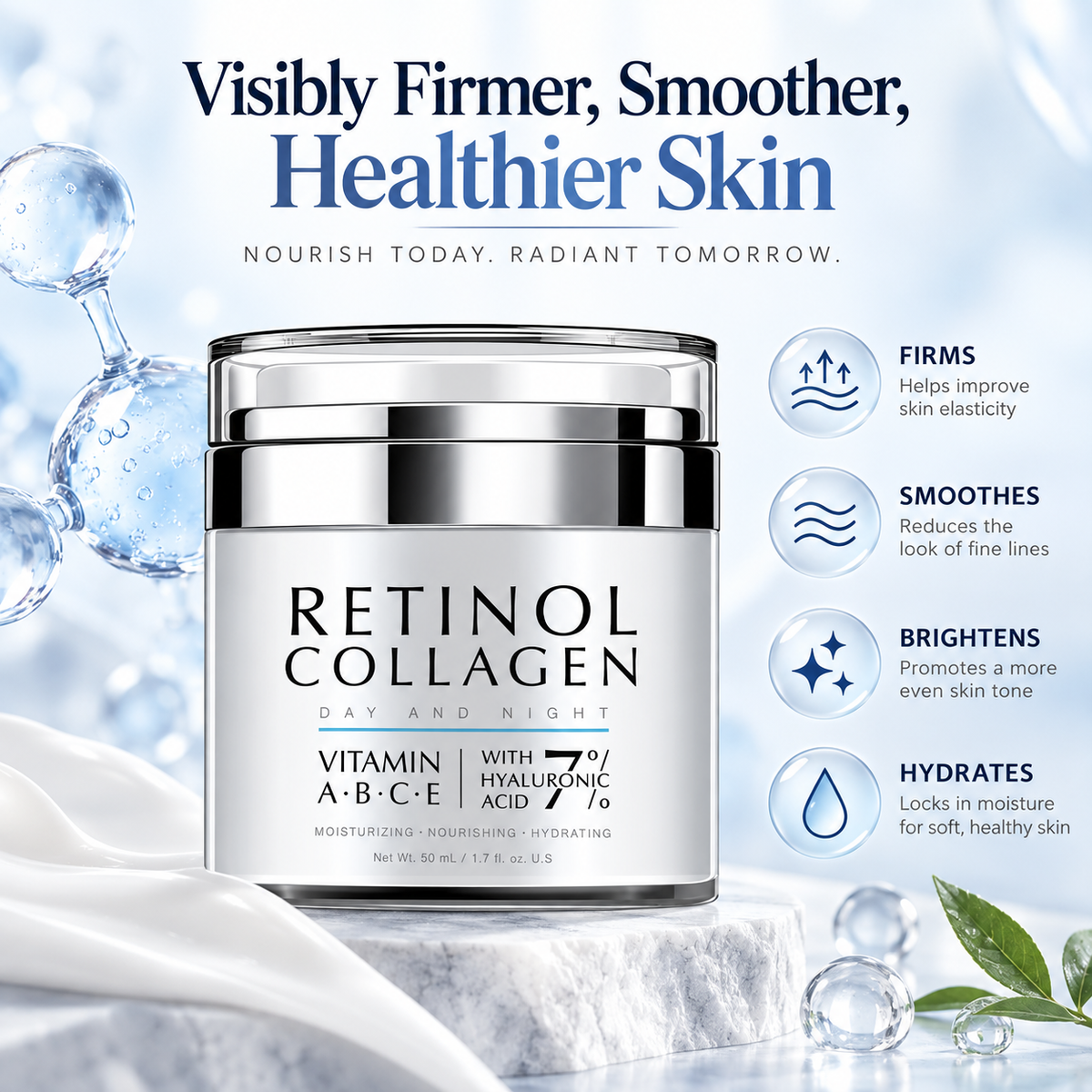 Retinol Collagen Day & Night Face Cream With 7% Hyaluronic Acid