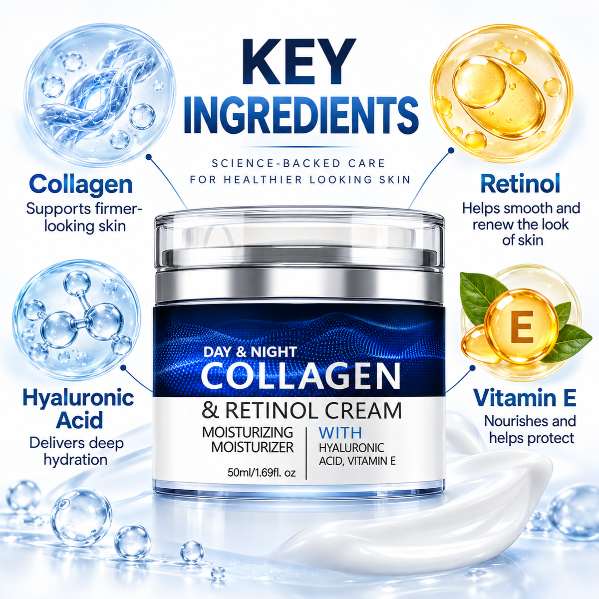 Collagen Retinol Cream for Face, Day & Night Moisturizer