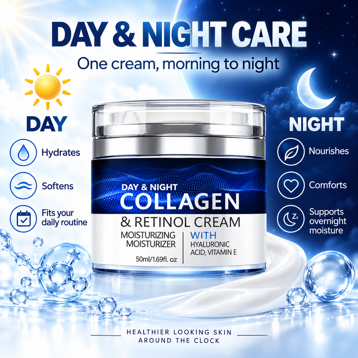 Collagen Retinol Cream for Face, Day & Night Moisturizer