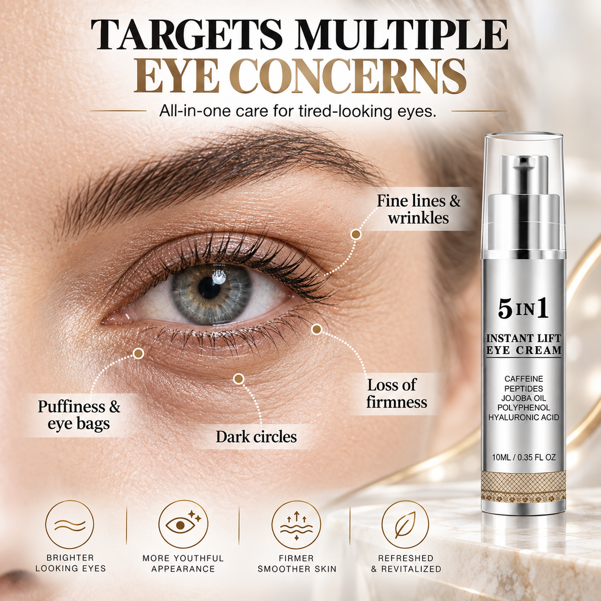 5-in-1 Caffeine Eye Cream for Dark Circles & Puffiness