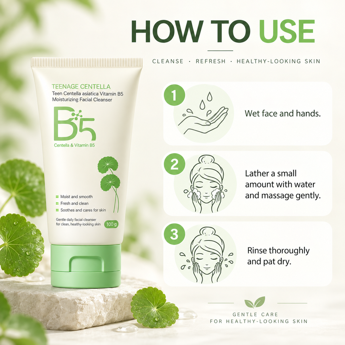 Centella Cleanser, Gentle Face Wash with Vitamin B5