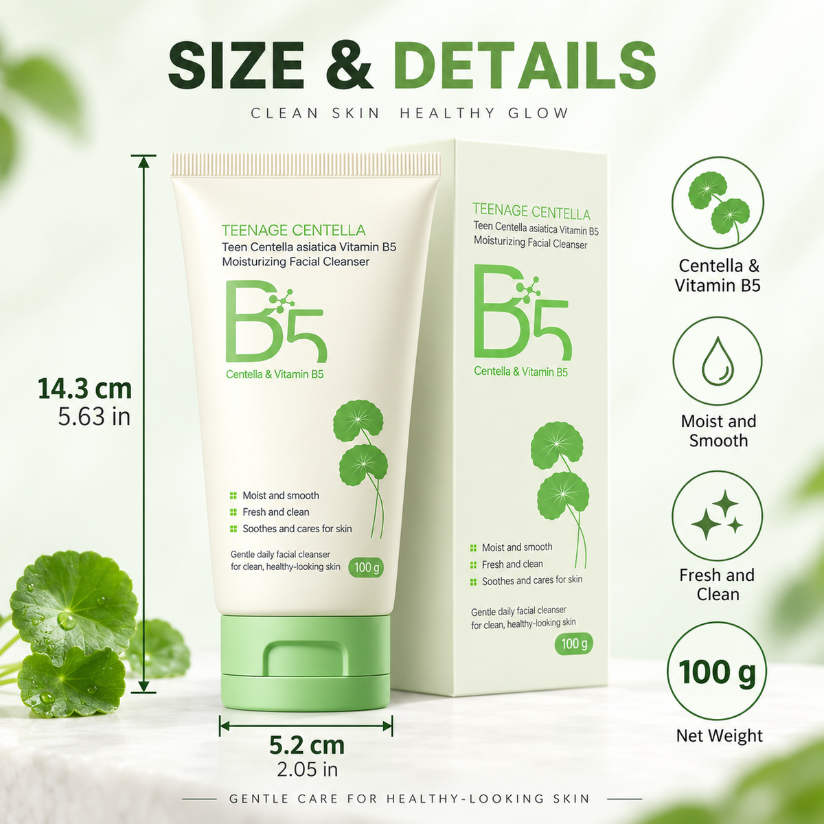 Centella Cleanser, Gentle Face Wash with Vitamin B5