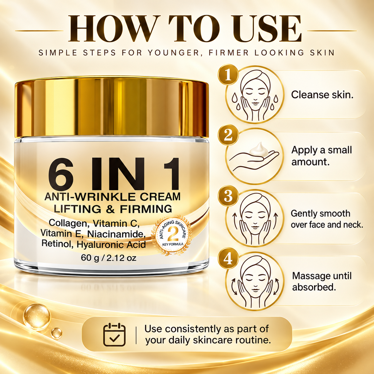 6-in-1 Anti-Wrinkle Retinol Face Cream, Lifting & Firming