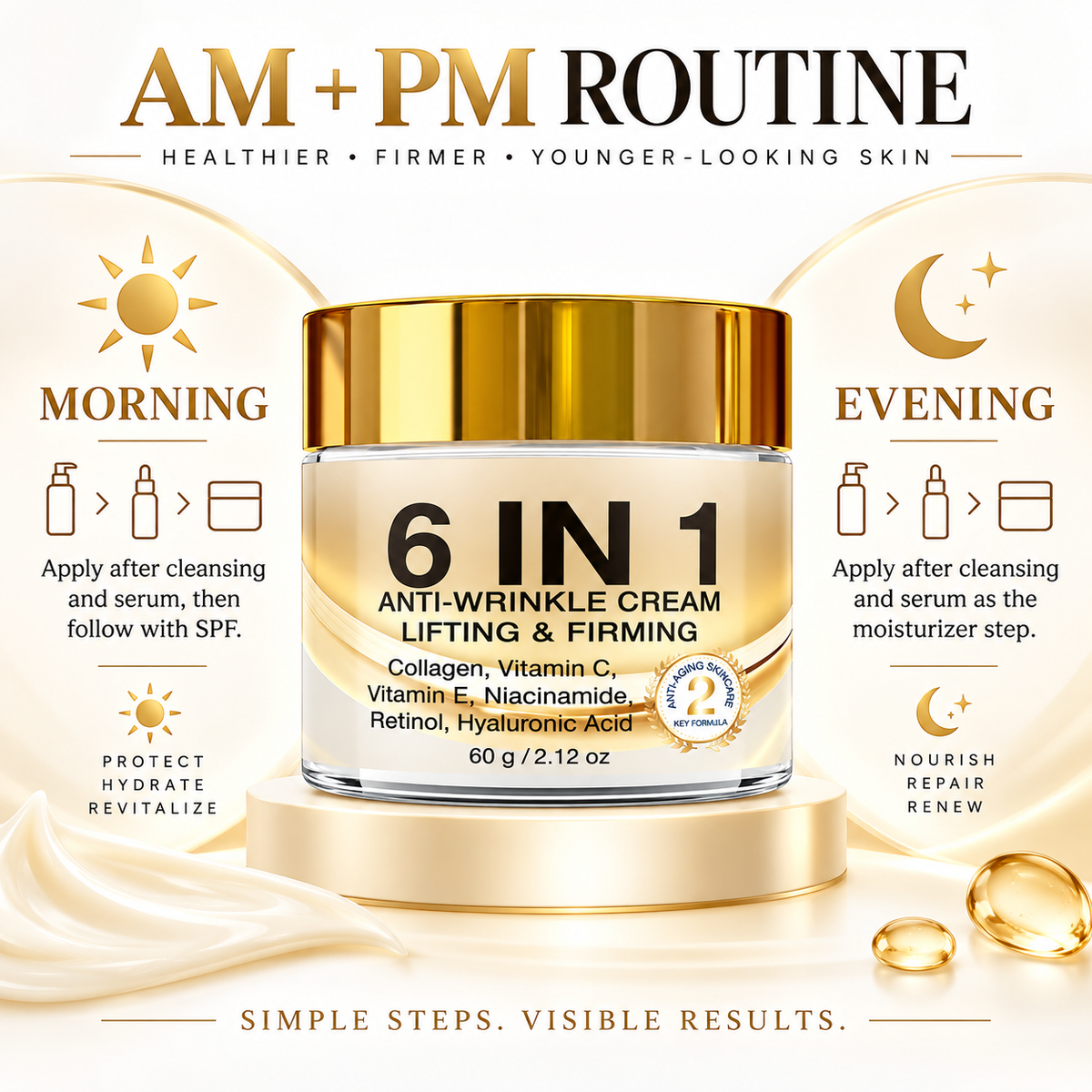6-in-1 Anti-Wrinkle Retinol Face Cream, Lifting & Firming