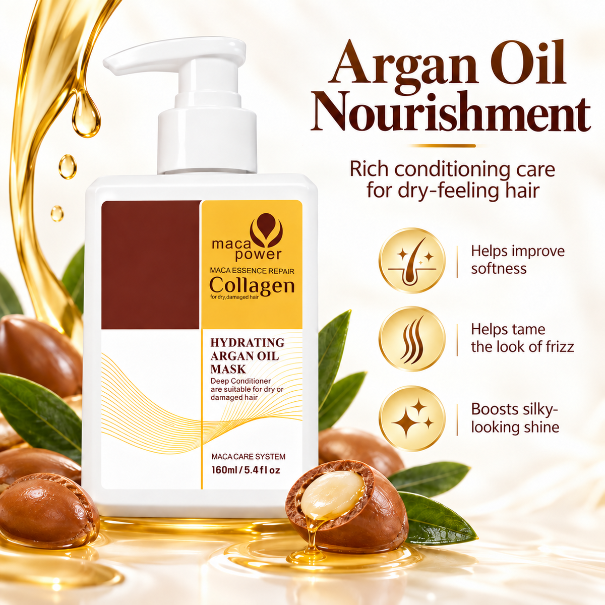 Maca Power Collagen Hair Mask with Argan Oil for Damaged Hair