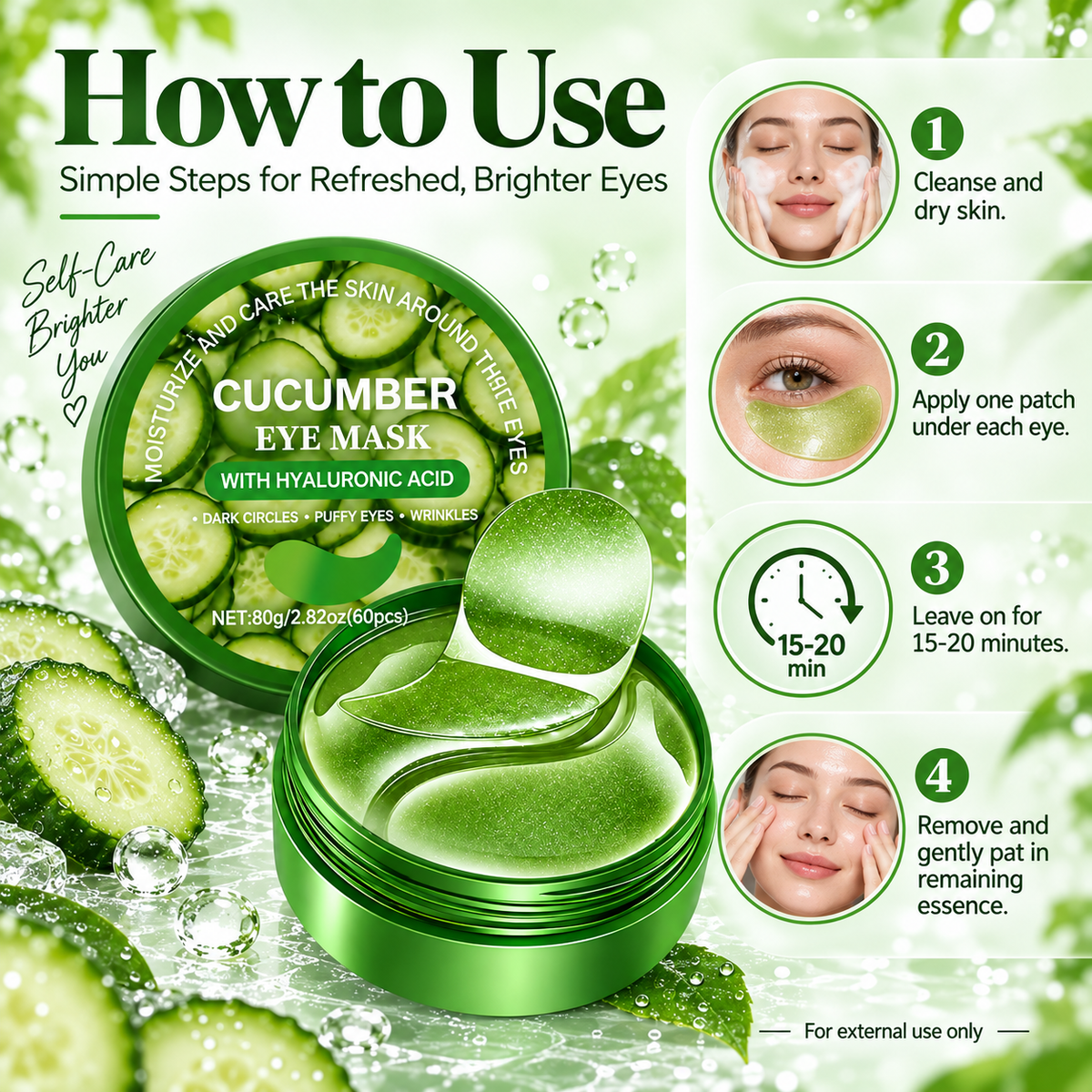 Cucumber Under Eye Patches with Hyaluronic Acid