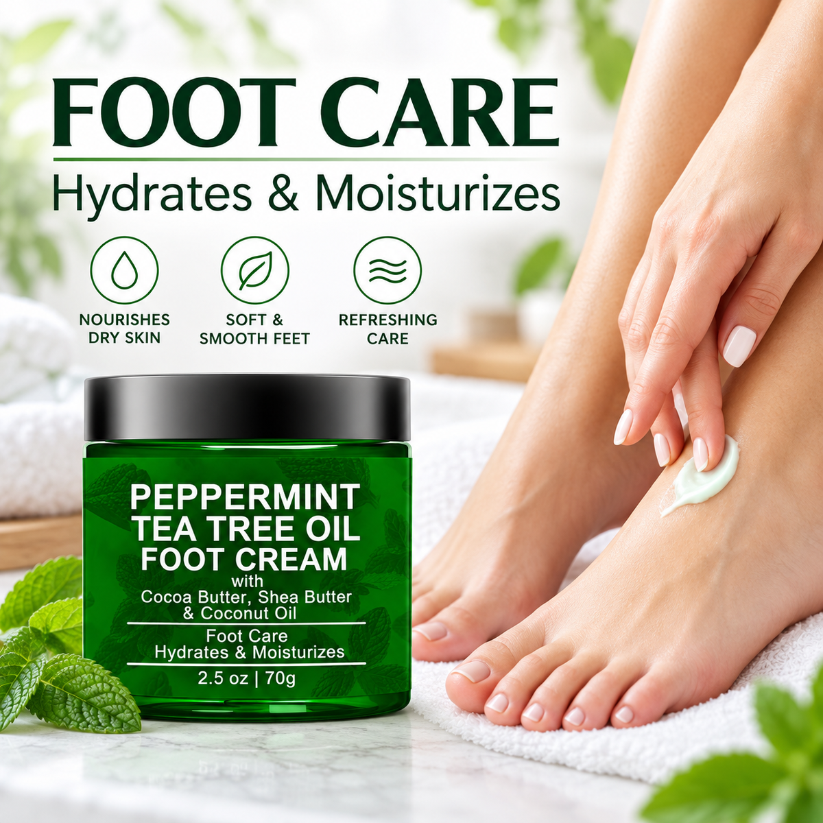 Peppermint Tea Tree Oil Foot Cream for Dry Feet