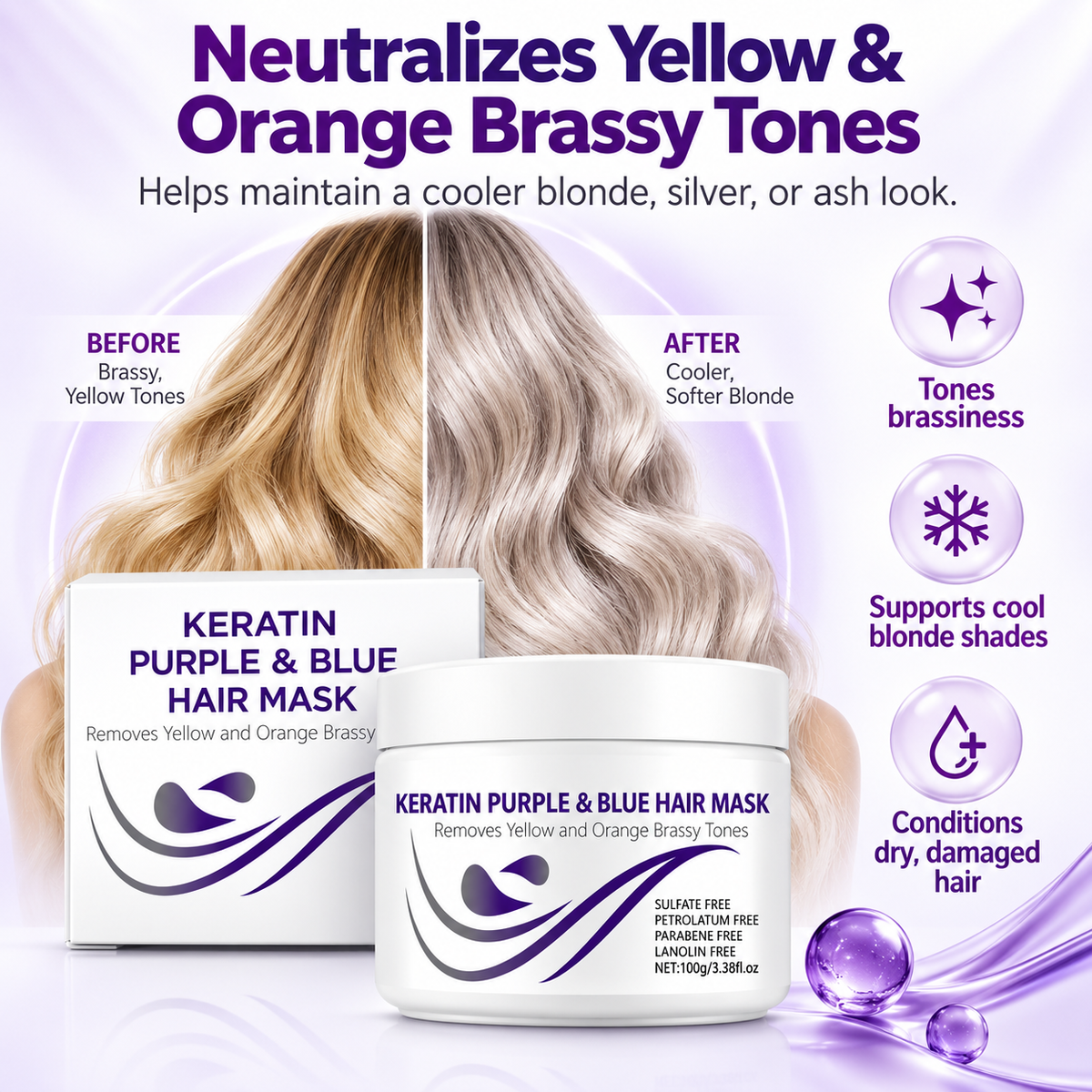 Keratin Purple & Blue Hair Mask