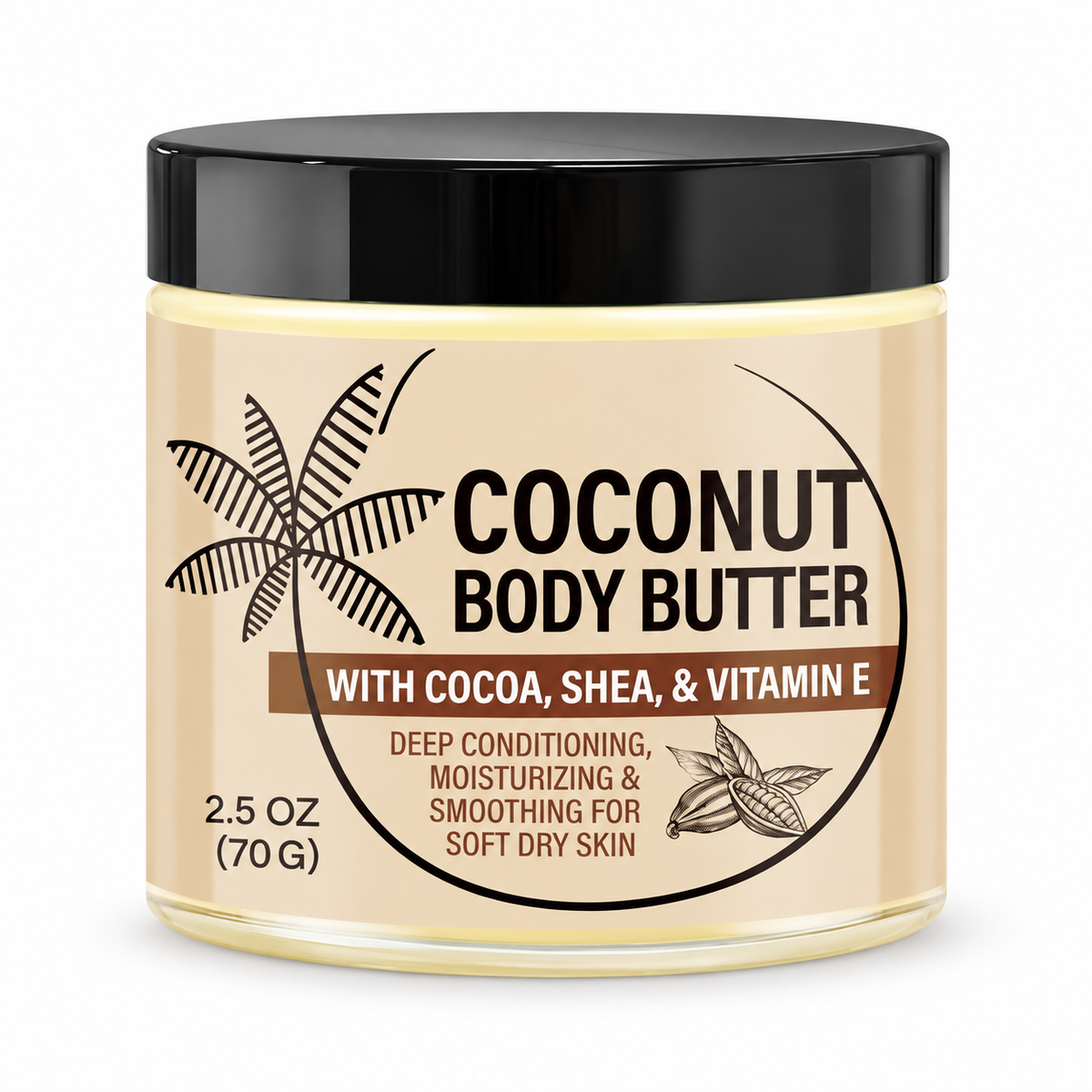 Coconut Body Butter for Dry Skin with Shea & Cocoa Butter