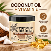 Coconut Body Butter for Dry Skin with Shea & Cocoa Butter