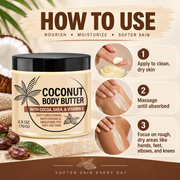Coconut Body Butter for Dry Skin with Shea & Cocoa Butter