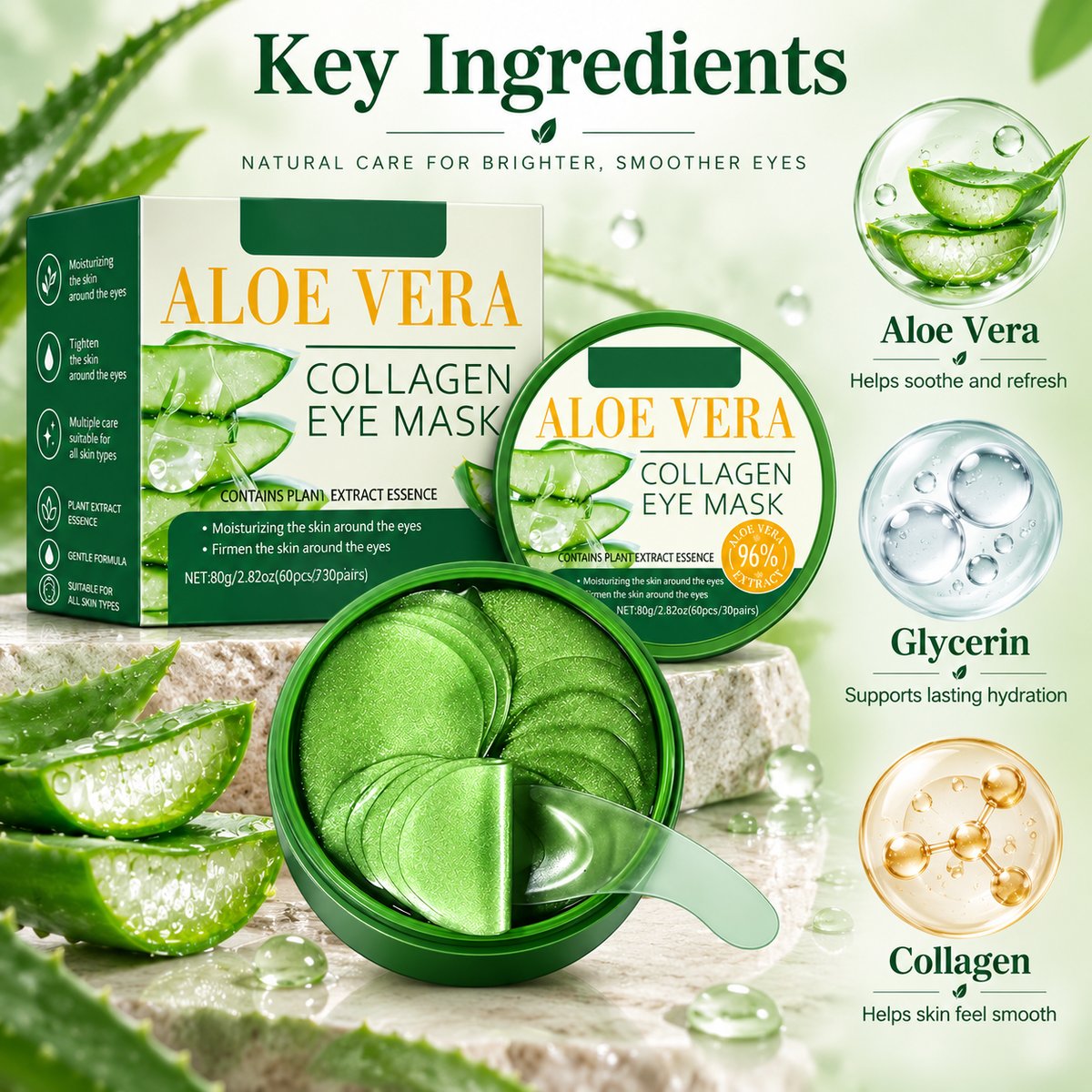 Aloe Vera Collagen Under Eye Patches for Dark Circles