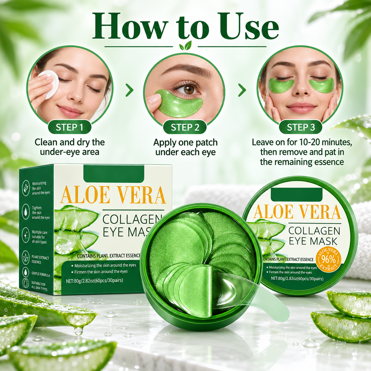 Aloe Vera Collagen Under Eye Patches for Dark Circles