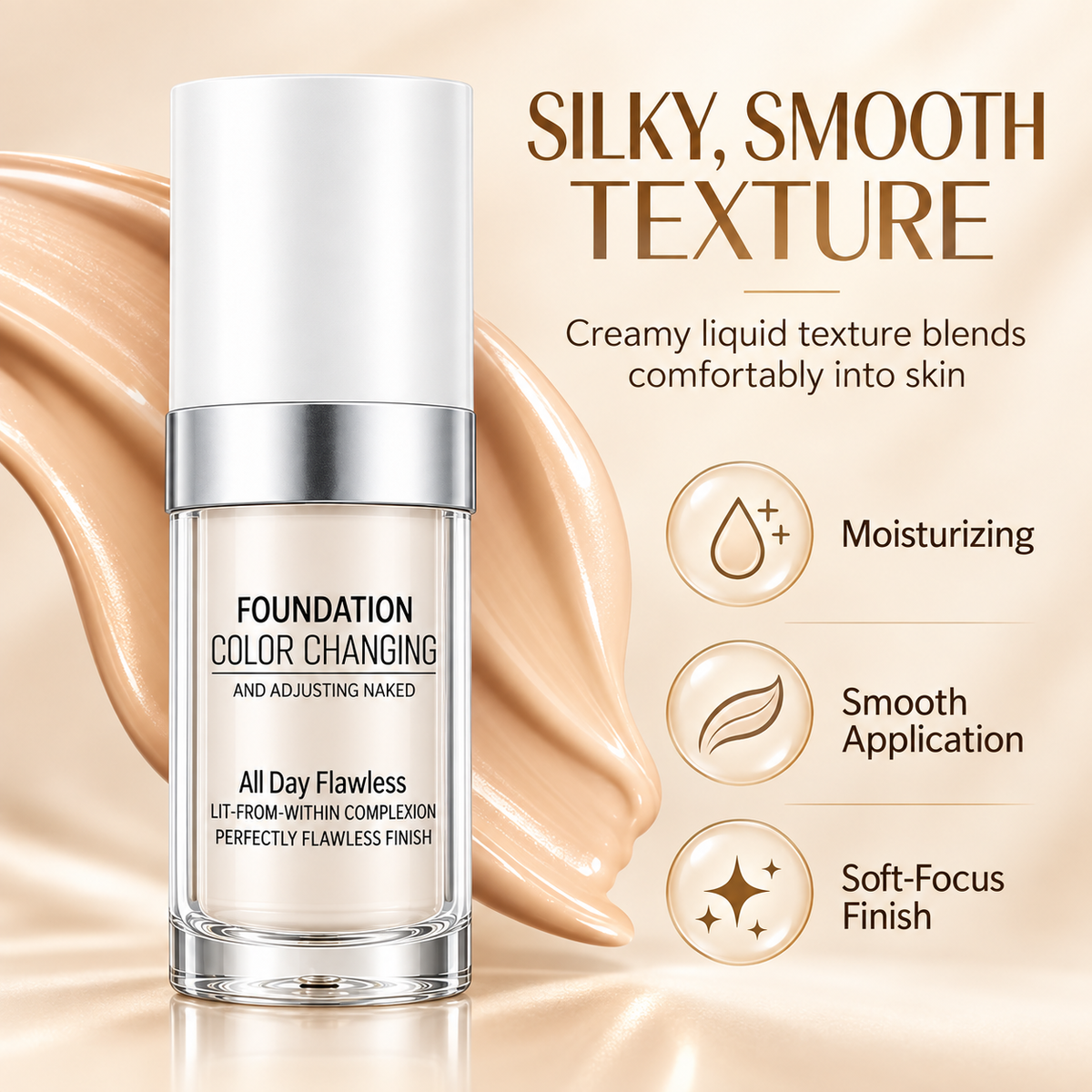 Color Changing Foundation, Skin Tone Adapting Liquid Makeup