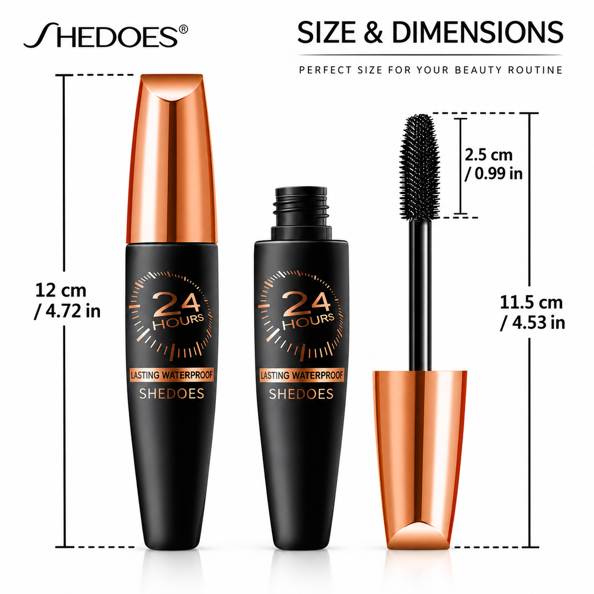 SHEDOES 24 Hours Waterproof Lengthening & Volumizing Mascara