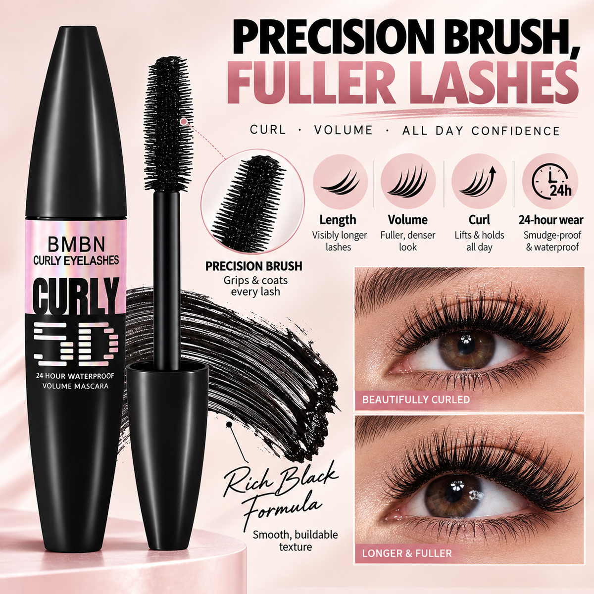 BMBN Curly 5D Waterproof Volumizing & Lengthening Mascara