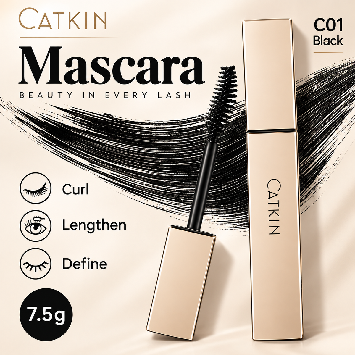 CATKIN Chic Luxury Mascara for Lengthening & Waterproof Wear
