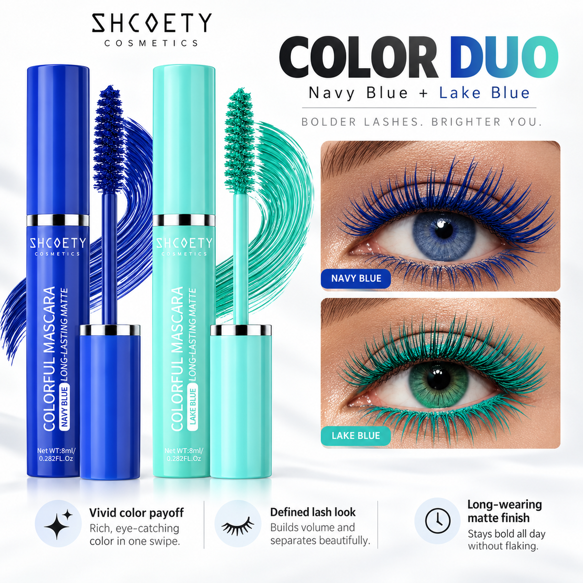 SHCOETY Colorful Mascara Navy Blue & Green Set