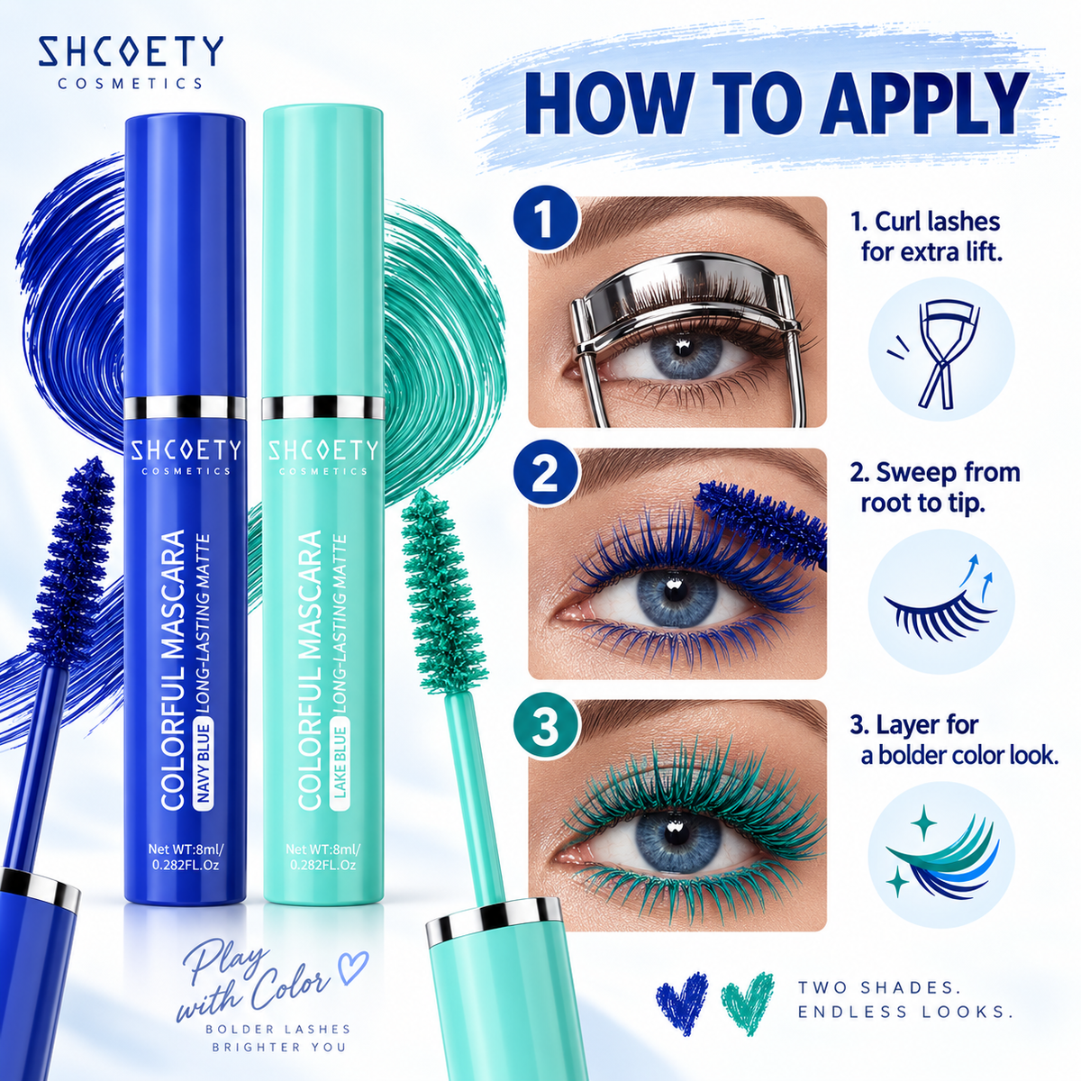 SHCOETY Colorful Mascara Navy Blue & Green Set