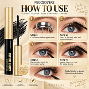 PECOLOVERS Super Eyelash Mascara, Waterproof Volume & Length