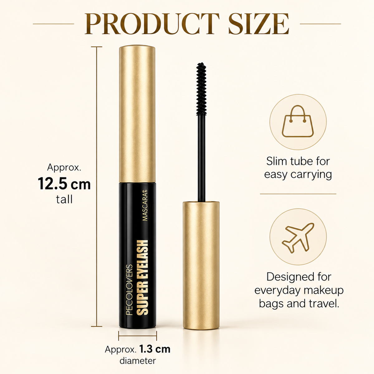 PECOLOVERS Super Eyelash Mascara, Waterproof Volume & Length