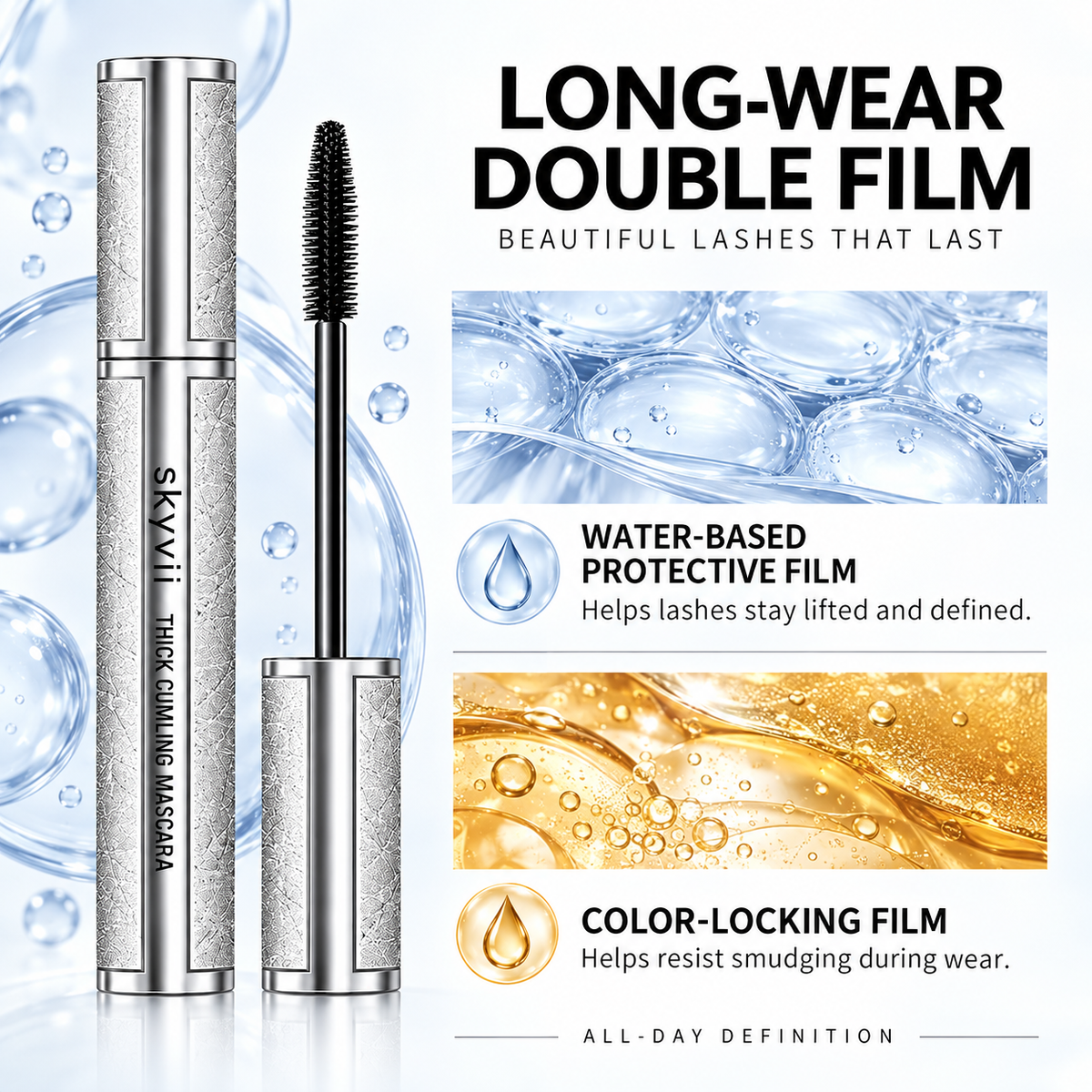 SKYVII Thick Curling Mascara, Waterproof & Lengthening