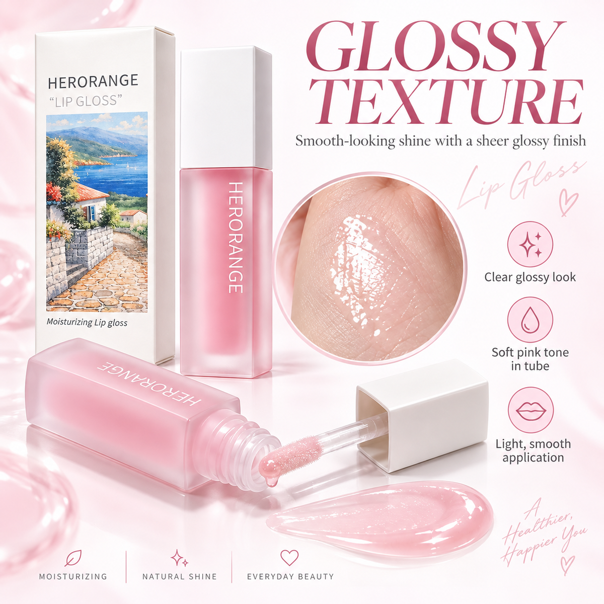 HERORANGE Moisturizing Lip Gloss, Hydrating Jelly