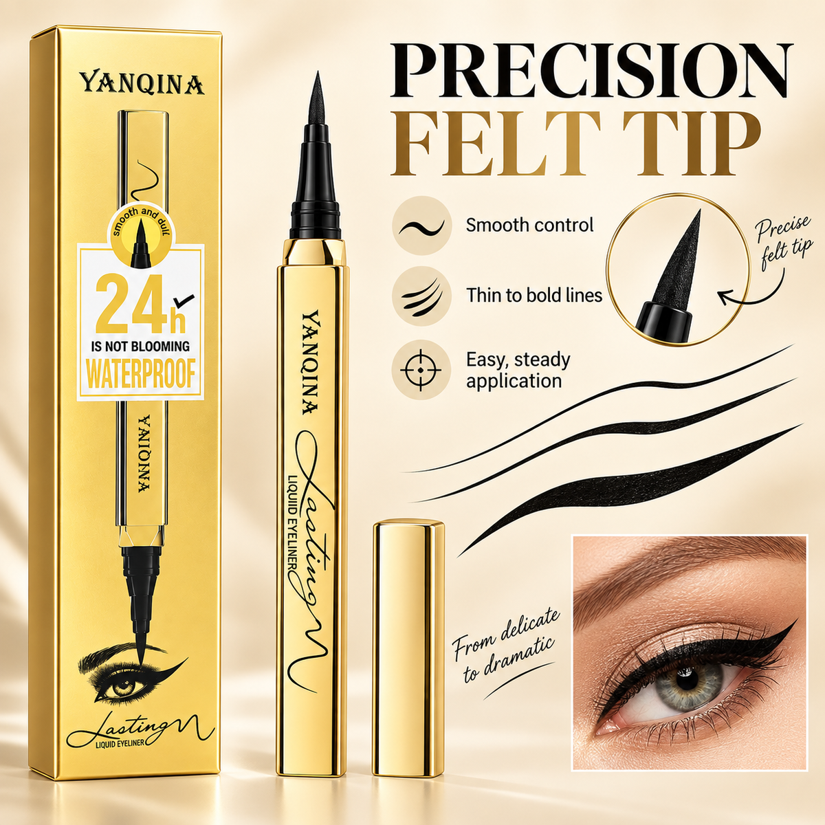 YANQINA Waterproof Liquid Eyeliner Pen