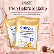 SADOER Collagen Face Mask 10 Pack Hydrating & Anti-Aging Care