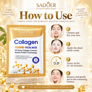 SADOER Collagen Face Mask 10 Pack Hydrating & Anti-Aging Care