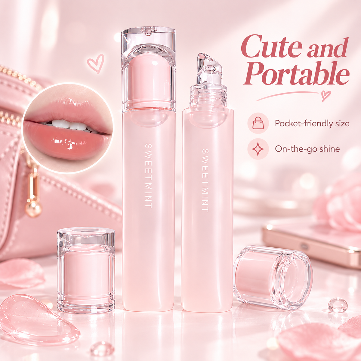 SWEET MINT Moisturizing Lip Balm and Lip Gloss
