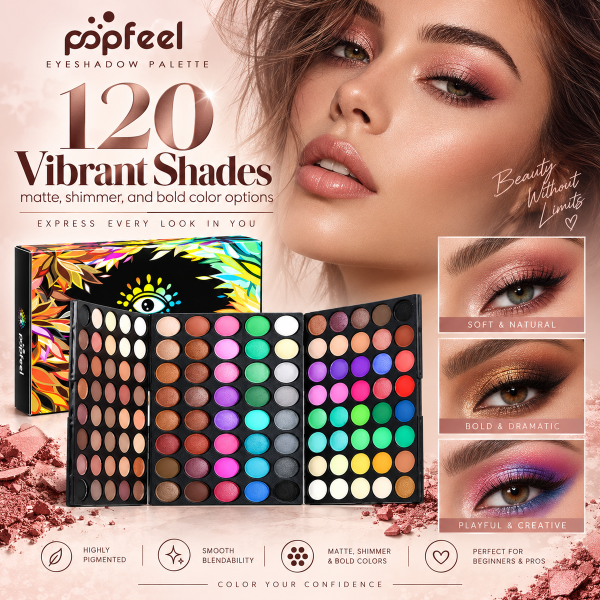 POPFEEL 120 Color Highly Pigmented Eyeshadow Palette