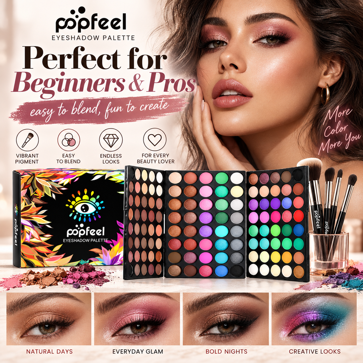 POPFEEL 120 Color Highly Pigmented Eyeshadow Palette
