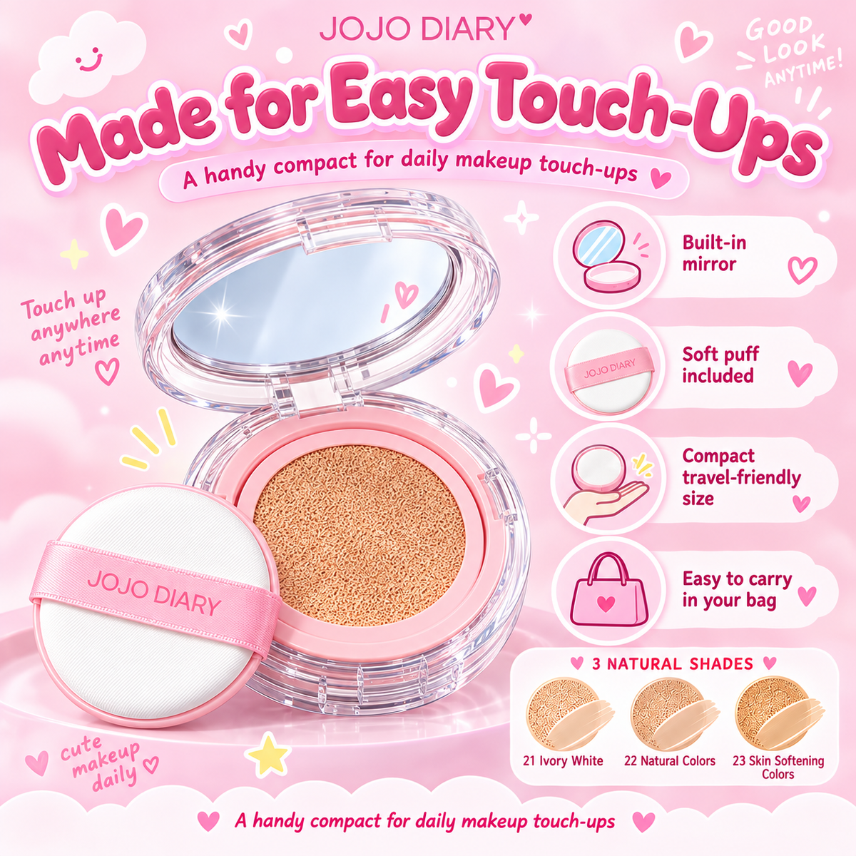 JOJO DIARY Hydrating Air Cushion BB Cream, Waterproof